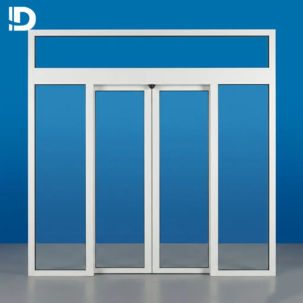 Puerta automática de aluminio y vidrio para acceso peatonal