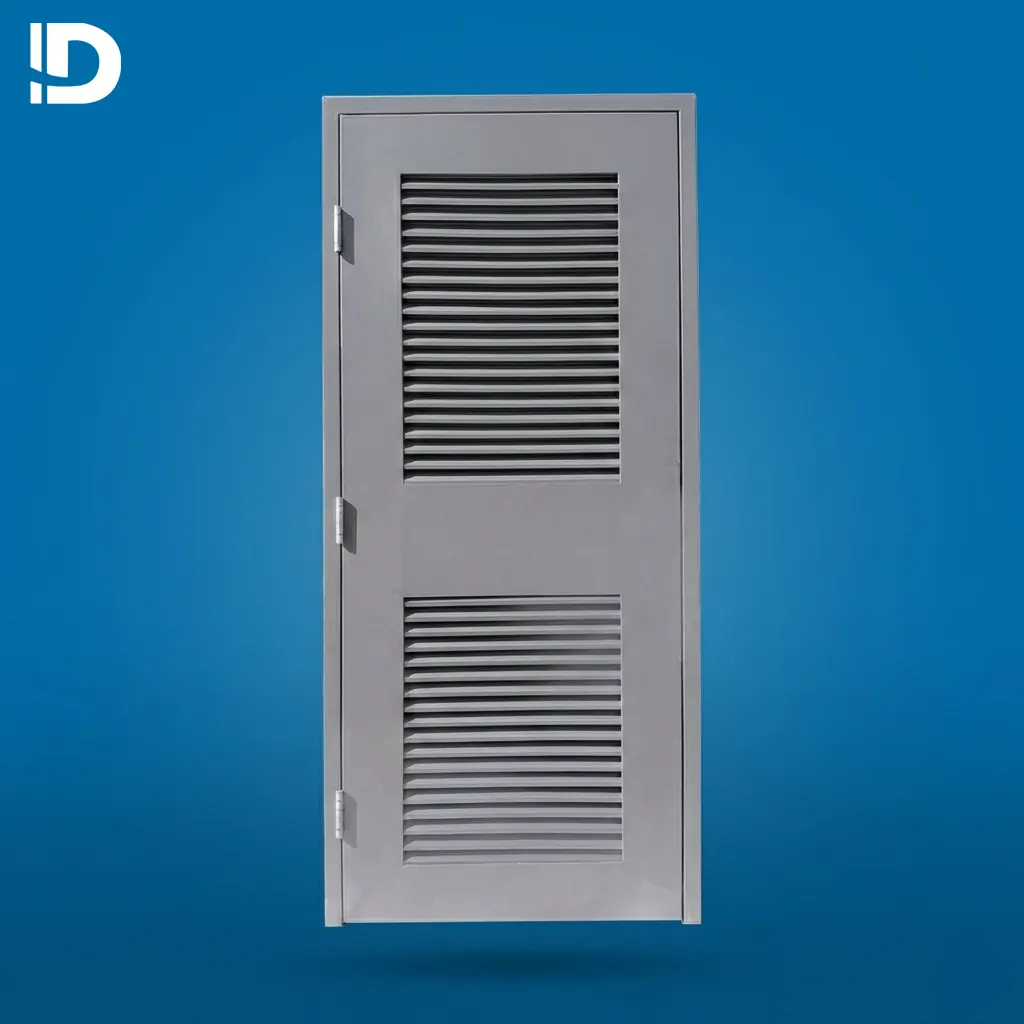 Puerta louver metálica con rejillas de ventilación