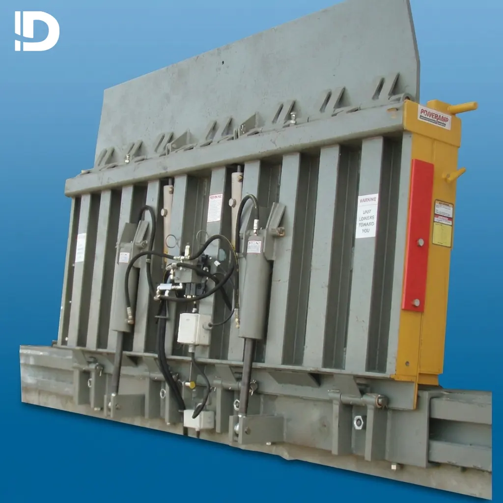 Rampa niveladora vertical industrial para control térmico en andén